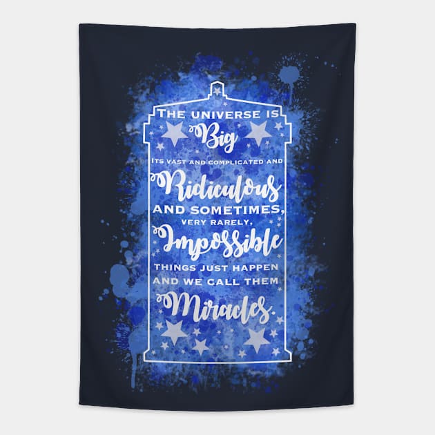 Tardis Miracle Typography Tapestry by selandrian