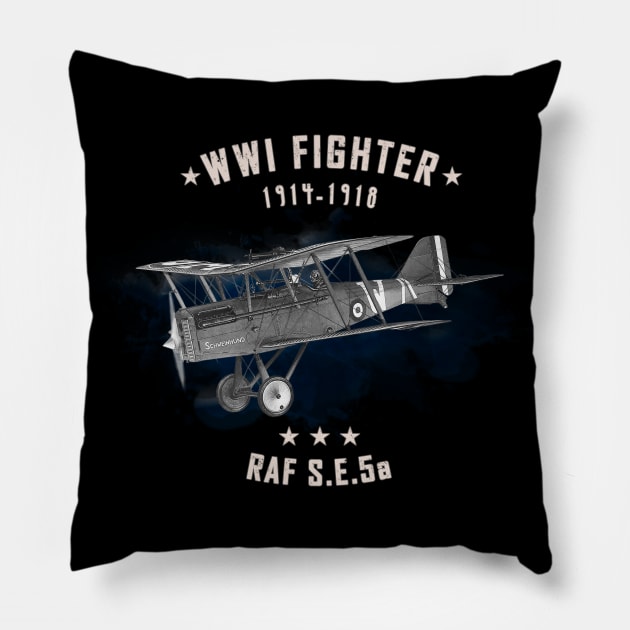 S.E.5a RAF WWI Fighter aircraft Pillow by Jose Luiz Filho
