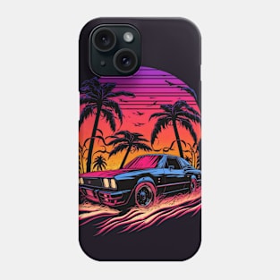 Retro Car in Synthwave Style Phone Case