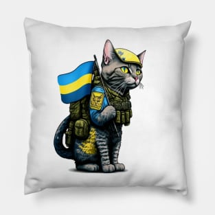 Cat Ukrainian Soldier Pillow