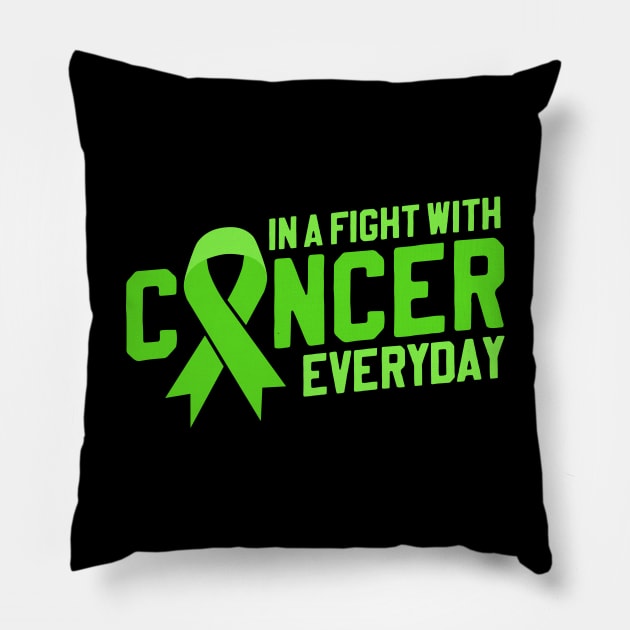 Fight With Cancer Everyday | Green Ribbon for Lymphoma Pillow by thingsandthings