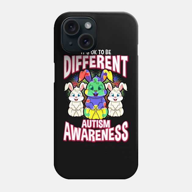 It's OK To Be Different Autism Awareness Bunnies Phone Case by theperfectpresents