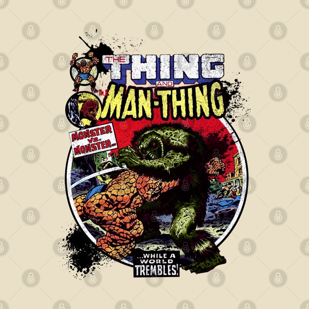 The Man Thing Monster versus Monster Fantastic Battle by Joaddo