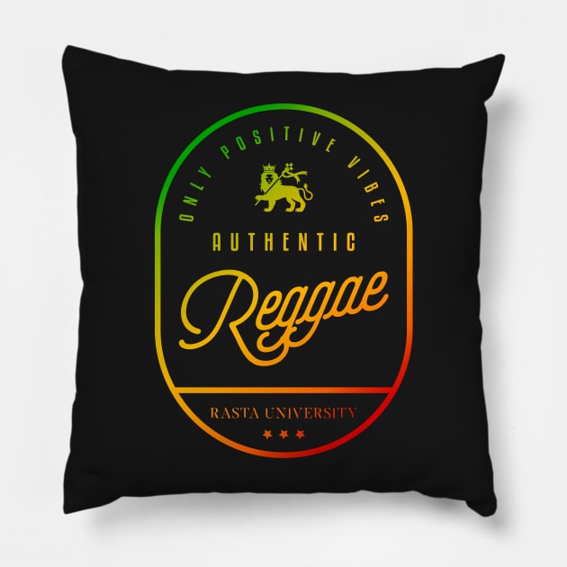 Rasta University Authentic Reggae Rasta Colors Pillow by rastauniversity