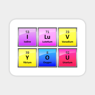 I LuV YOU in Periodic Table Element Symbols Magnet