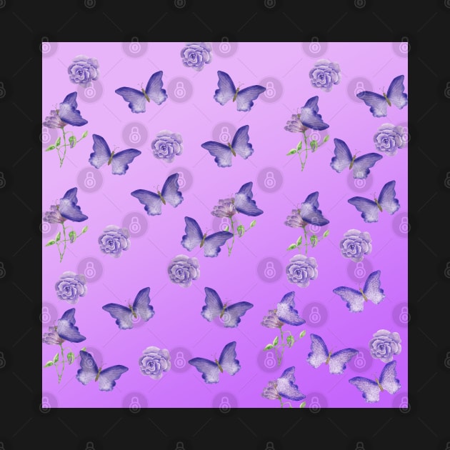 Purple Butterfly and Flower Pattern by MidnightSky07