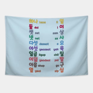 Korean Numbers 1-10 (Native Korean Numbers and Sino-Korean Numbers) Tapestry