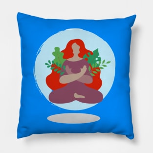 Floating Woman in Yoga Pose Pillow