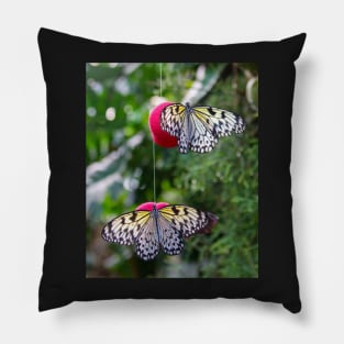 Two butterflies on red balls Pillow