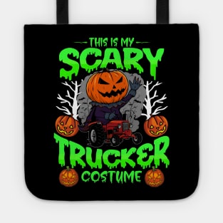 This Is My Scary Trucker Costume Funny Pumpkin Gift Idea for Halloween Tote