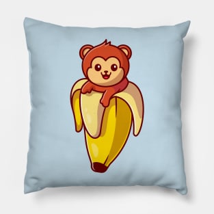 Cute Monkey Banana Cartoon Pillow