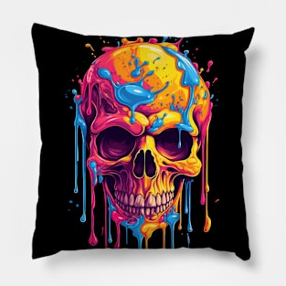 Colorful melting Skull designe #3 Pillow