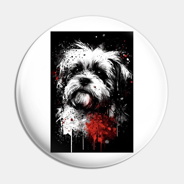 Maltese Dog Portrait Pin by TortillaChief