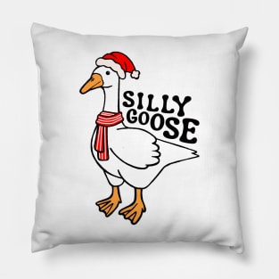 Silly Goose with Santa Hat Pillow