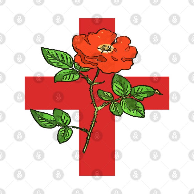 Patriotic St George Ensign and Tudor Rose England Fan by taiche