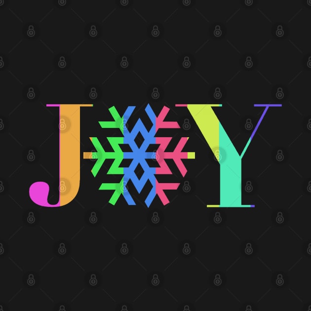 JOY - Bright Stripe Snowflake - on Black by JossSperdutoArt