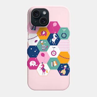 circus hexagons pink and turquoise Phone Case