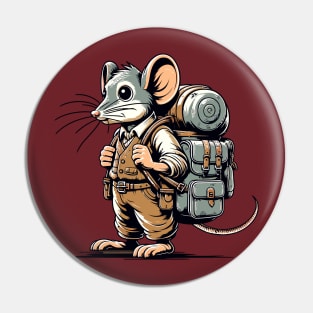 Rat with backpack Pin