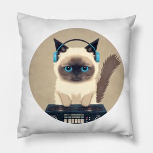 Cute DJ Ragdoll Cat Pillow