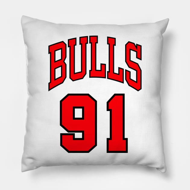 Dennis Rodman 91 Jersey Pillow by mubays