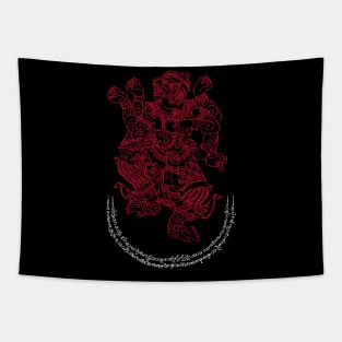 Hanuman Spiritual Sak Yant Colorful Abstract Design Tapestry