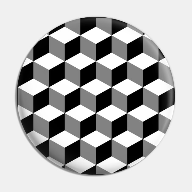 Cubes Black White Gray Pin by NataliePaskell