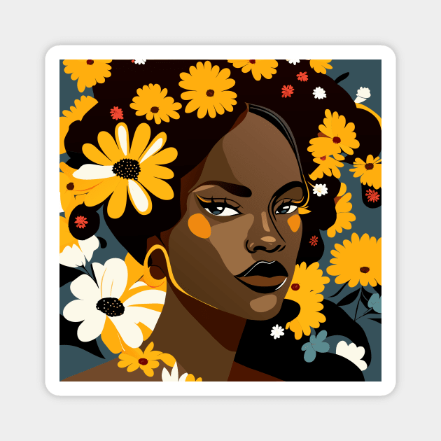 Daisy lady portrait Magnet by Lilbangdesigns