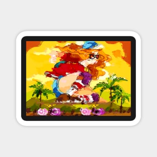 Abstract Skateboard Girl Magnet