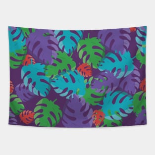 Midnight Jungle Leaves Tapestry