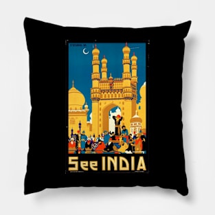 Vintage Travel Poster - India Pillow