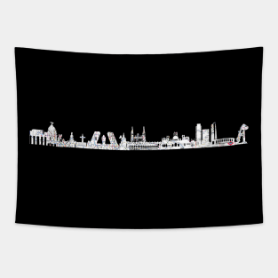Madrid city skyline with subway map metro Tapestry