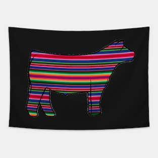 Serape Show Steer Silhouette  - NOT FOR RESALE WITHOUT PERMISSION Tapestry