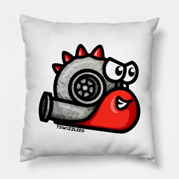 Turbo Snail - Turbosaurus (Red) Pillow by hoddynoddy