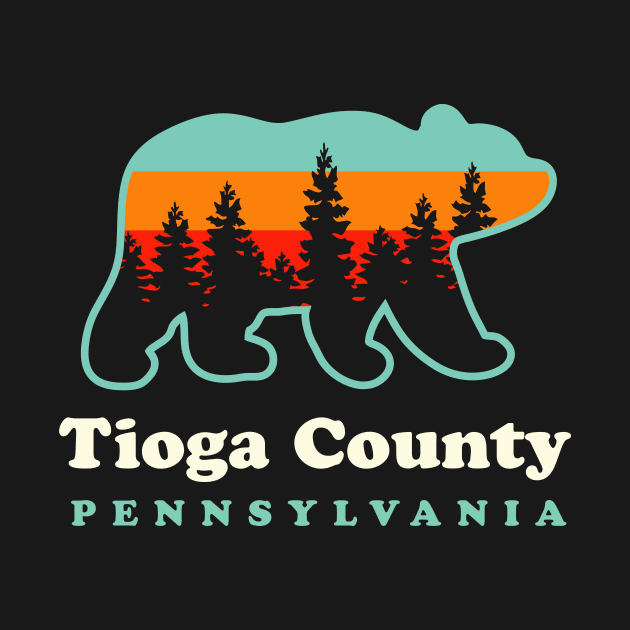 Tioga County Pennsylvania Camping Hiking Bear by PodDesignShop