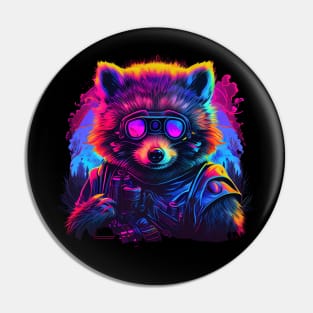 Retro Tanuki Synthwave Pin