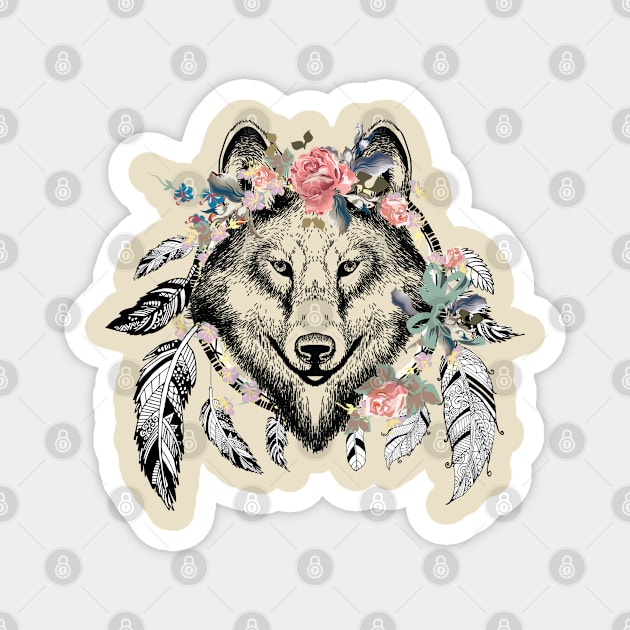 Boho Wolf Art Magnet by BWXshirts