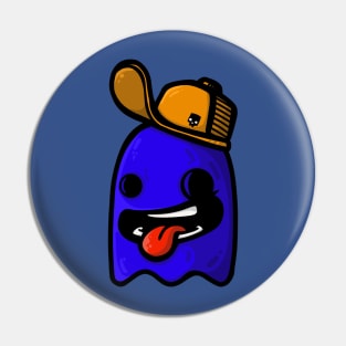 blue ghost with cap Pin