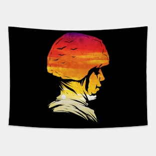 Soldier Head Helm Sundown 4th Of July Veterans Day Tapestry