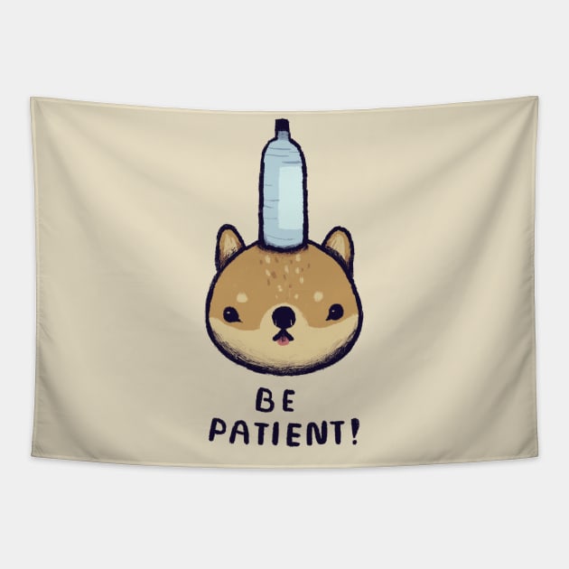be patient! - balancing shiba inu Tapestry by Louisros