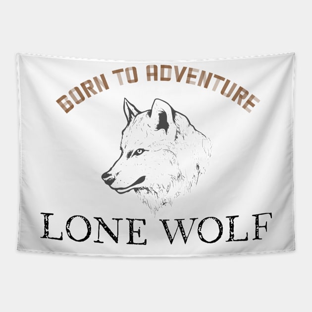 Born to adventure wolf Tapestry by Wolf Clothing Co