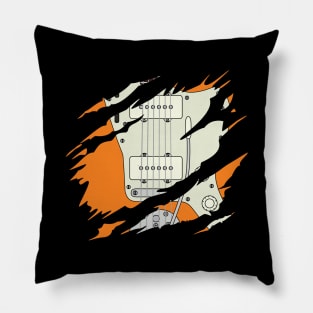 Ripped Electric Guitar Offset Style Orange Color Pillow