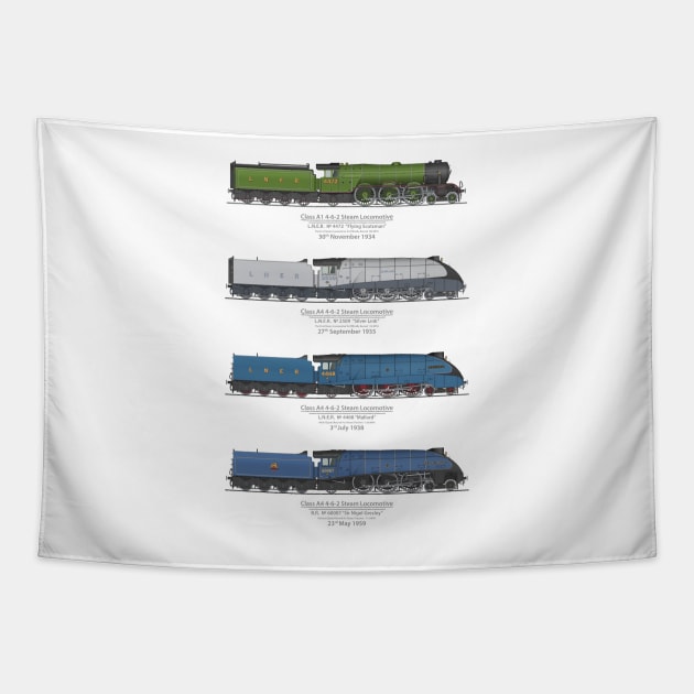 Steam Locomotion Speed Record Breakers (Color) Tapestry by SteveHClark