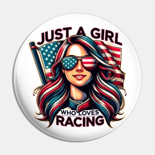 Just a Girl who Loves Racing Pin