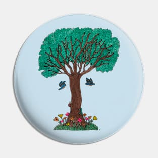 Tree With Critters Pin