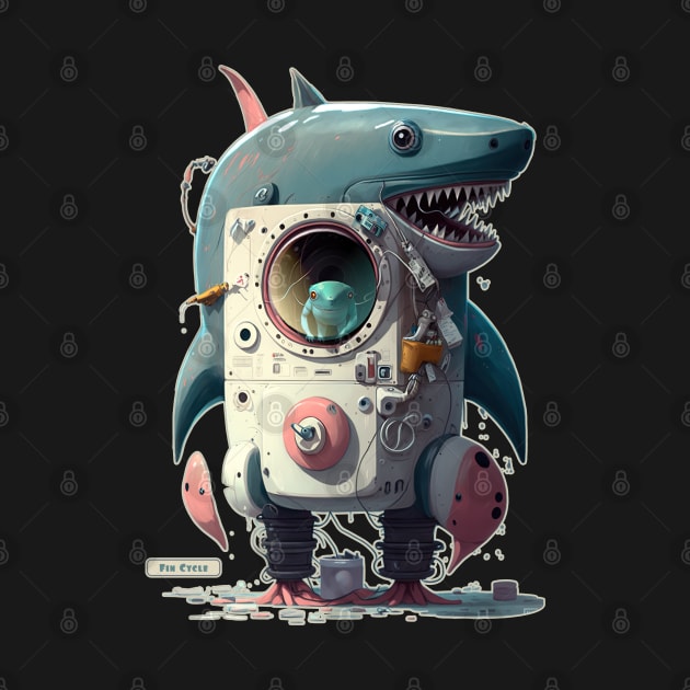 Fin Cycle Shark Cyborg Monster wash by DanielLiamGill