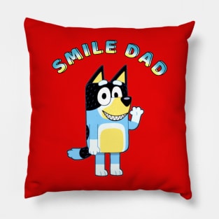 Dog Smile dad blue Pillow