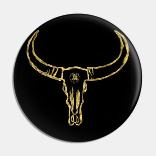 Golden Bull Skull Pin