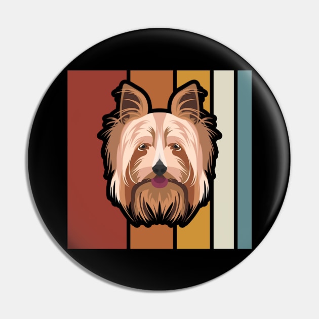 Smiling Yorkshire Terrier Retro Pin by GreenOptix