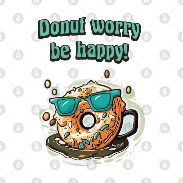 Donut worry, be happy! Pun Humor by GrinGarb