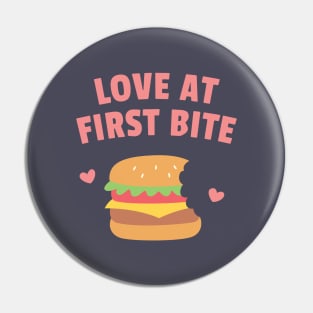 Burger Love At First Bite Funny Pin